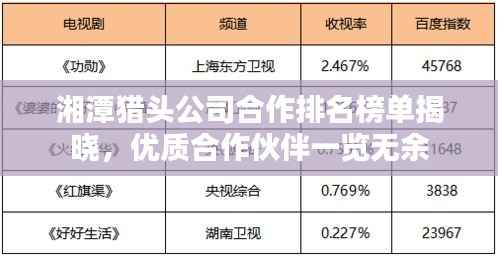 湘潭猎头公司合作排名榜单揭晓,优质合作伙伴一览无余