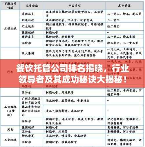 餐饮托管公司排名揭晓，行业领导者及其成功秘诀大揭秘！